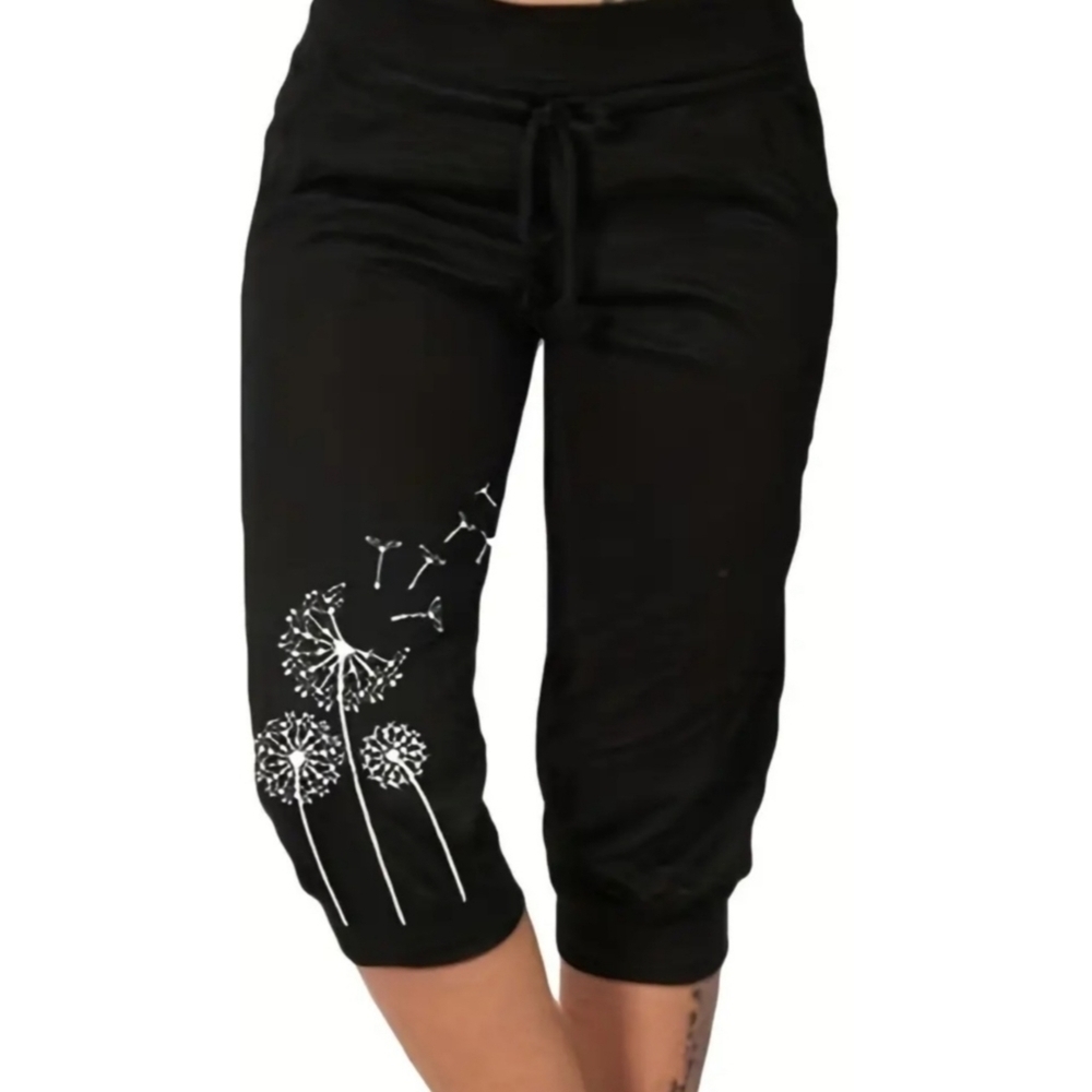 Dandelion Print Capri Pants